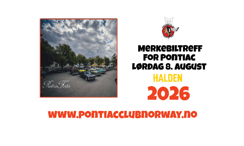 Merkebiltreff for Pontiac i Halden lørdag 8. august 2026